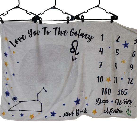 Zodiac Baby Milestone Blanket Leo Love You To The Galaxy And Back - Picture 1 of 4
